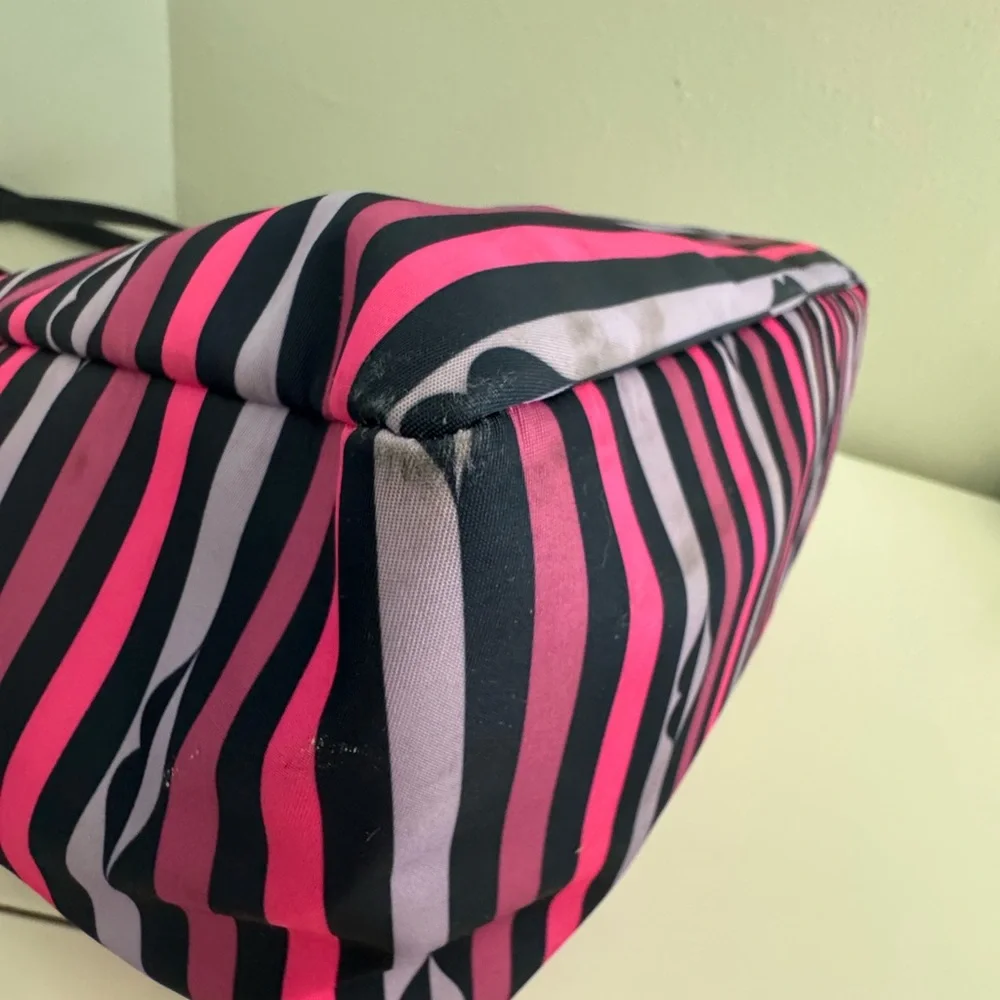 Kate Spade Jae Nylon Striped with Lip Print Tote Bag